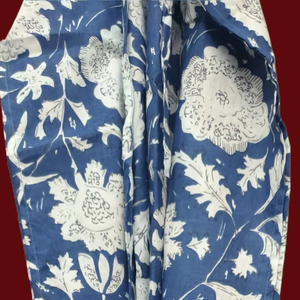 Stunning Blue Floral Print Eco-Friendly Midi <b>Kaftan</b> Regular Fit High Waist Asymmetrical Deep V-neckline Short Sleeve Long <b>Kaftan</b> - Product Image 1