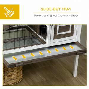 Gabbia per interni color caffè in legno per conigli e porcellini d'India con porte chiudibili a chiave e vassoio per la casa per animali domestici - Product Image 6