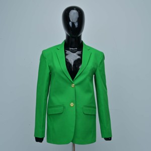 Green Women's Blazer Casual Winter Outerwear Notched Collar Full Sleeve Solid Color Breathable Lightweight Durable Customizable - Product Image 1