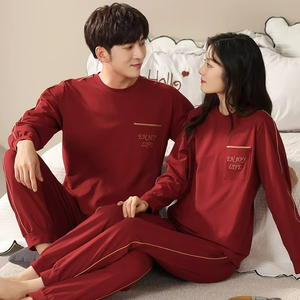 Couples Pajamas Set Spring Men's Long Sleeve Cotton High Quality Casual Sleepwear Women's Soft Breathable Family <b>Pyjamas</b> 2 Sets - Product Image 6