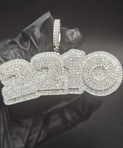 Colgante de Moissanita con Número Personalizado y Letra Inicial, Estilo Hip Hop, para Joyería Fina de Plata de Ley 925, Colgantes y Dijes - Product Image 2