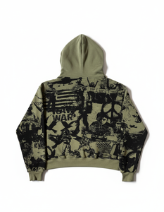 Wholesale Pattern Print Oversized Cropped drop shoulder Heavyweight <b>pullover</b> <b>mens</b> hoodie 100%Cotton Fleece 450 gsm - Product Image 2