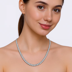 Collar de tenis de diamantes naturales estilo Riviera con cesta redonda de cuatro puntas de oro de 14K, superventas, joyería OEM personalizable - Product Image 2