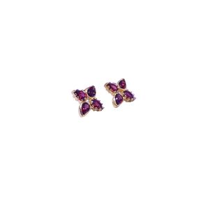 Parure de boucles d'oreilles pour femme en argent sterling 925 plaqué or avec pierre précieuse grenat, idéale pour les mariages - Product Image 2