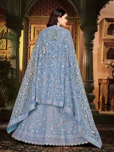 Big Flair Bridal Elegance Vestido de secuencia pesada para adultos Traje de boda con diamantes y Allover Net Dupatta Zarkan Stones - Product Image 3