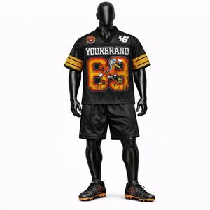 Conjunto de Camiseta y Pantalones Cortos de Fútbol Americano de la Mejor Calidad, Uniforme Deportivo Transpirable, Ropa de Equipo Personalizada para Entrenamientos y Partidos - Product Image 2