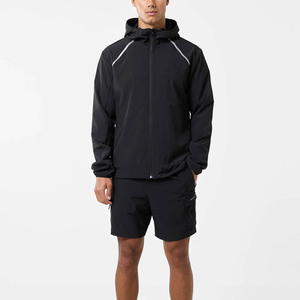 OEM Custom Logo <b>Men's</b> <b>Summer</b> Windbreaker <b>Jacket</b> And Shorts Sets Breathable Poly Bi-Stretch Fabric <b>Men</b>’s Active & Sportswear Set - Product Image 1