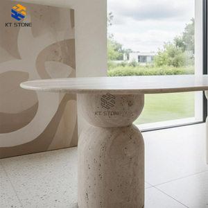 KT STONE <strong>Marble</strong> Modern Oval Breccia Silica Rosa <strong>Marble</strong> Ceppo Romano Dining Table 8 Seater Legs Apartment Hotel Furniture <strong>Marble</strong> - Product Image 3