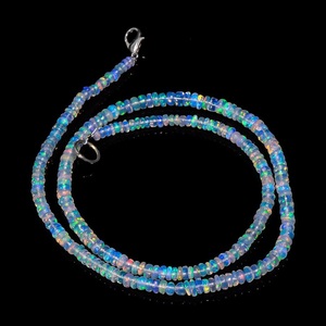 Collier en opale, collier en argent sterling 925, perles d'opale lisses de forme ronde, taille 3-5 mm, perles d'opale naturelles, collier de 16 pouces - Product Image 6