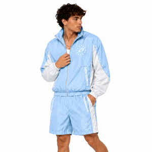 Ensemble short coupe-vent en nylon pastel personnalisé Y2K Streetwear, survêtement léger d'été, broderie OEM, logo, sweats à capuche pour hommes - Product Image 6