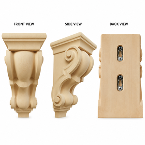 Ménsulas de Madera Maciza de Alta Calidad para Decoración del Hogar y Muebles, Piezas Clásicas de Ménsulas para Gabinetes de Cocina - Product Image 3