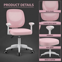 Chaise d'étude ergonomique compacte et moderne pour enfants, chaise pivotante réglable en maille pour les devoirs, le dessin et les petits bureaux de chambre