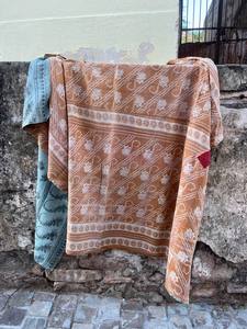 Handcrafted Cotton Kantha Vintage Block Printed Reversible Quilt Soft Lightweight <b>Bed</b> <b>Cover</b> for All Seasons - Product Image 5