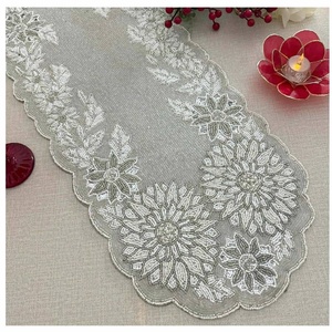 Hot Selling Modern Floral Handmade Beaded <b>Table</b> <b>Runner</b> 90x33cm Durable for Dining <b>Table</b> Christmas Halloween - Product Image 1