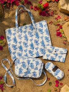 Sac fourre-tout en coton à imprimé floral personnalisé avec fermeture éclair, deux anses, grande capacité, pliable, sac seau vintage pour femme, voyage, usage quotidien - Product Image 4