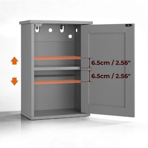 Mobile bagno con anta singola 34,6*20*50cm, grigio, in MDF verniciato, 1 ripiano - Product Image 4
