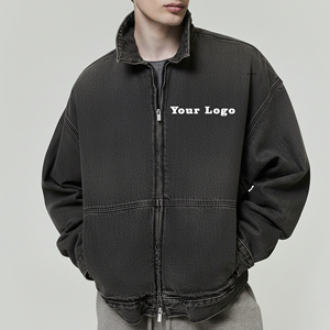 High Quality Custom Made 100% Cotton 14 OZ Denim Fabric Oversize Denim Jacket For Men Custom Embriordery Logo Streetwear Jacket - Product Image 4