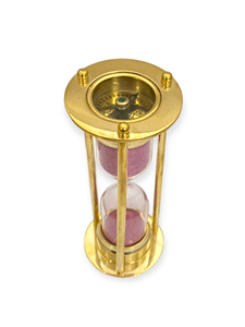 Reloj de Arena de Lujo Hecho a Mano de Latón y Vidrio de 2 Minutos con Brújula, Decoración Náutica de Escritorio, Regalo de Tajdaar Handicrafts - Product Image 5