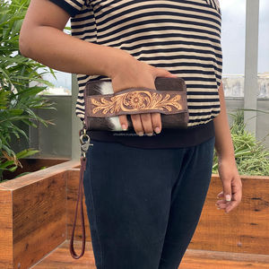 Conjunto combinado de 2 piezas de calidad Premium para mujer, bolso de mano con flecos de diseñador de cuero mecanizado hecho a mano, bolsos de cuero de vaca genuino - Product Image 5