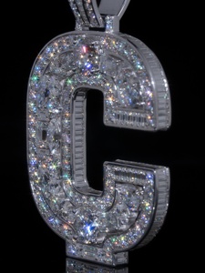 Colgante de Moissanita Personalizado con Letra, Chapado en Rodio, Plata 925, Estilo Hip Hop, Cadenas Doradas para Fiesta - Product Image 5