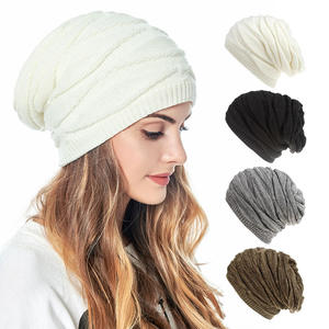 Wholesale Custom Trendy Mens and Womens Raised Knit Coral Fleece Lined Oversized Warm <b>Winter</b> Baggy Slouch Beanie <b>Hat</b> - Product Image 5
