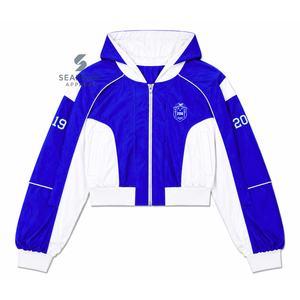 Zeta Phi Beta Sorority Nylon Windbreaker <b>Set</b> ZPB Blue And white Women's Athletic Loose Fit Track Suit Color-Block Joggers <b>Set</b> - Product Image 2