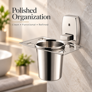 Modern Stainless Steel Tumbler <b>Holder</b> <b>Toothbrush</b> Slots Soap Storage <b>Wall</b> Mounted Bathroom Organizer Rustproof Chrome Finish - Product Image 2