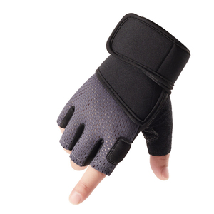 Wholesale Lightweight Half Finger PU Unisex Weightlifting Gloves Breathable Long Wrist Strap Gym Sports Bodybuilding Fitness - Product Image 1