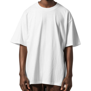T-shirt homme surdimensionné bleu uni à manches courtes et col rond, 100 % coton jersey tricoté, coupe décontractée, longueur standard, coton épais - Product Image 3