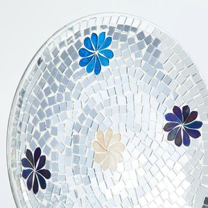 New Launch Round <b>Mirror</b> Mosaic Decorative Tray Floral Glass Plate Coastal Table Decor Wedding Display Platter - Product Image 3