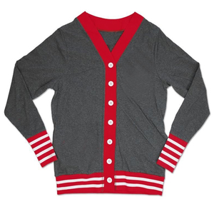 Cardigan décontracté d'hiver pour sororités, avec logo grec blanc et lettres pleine couleur, appliqué sur le devant, en laine acrylique, cardigans tendance - Product Image 1