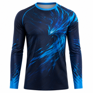 2026 Magnifique Rashguard à motif oiseau bleu imprimé pour homme, design cool et énergique, séchage rapide, respirant, manches longues - Product Image 1