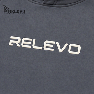 Vente en gros Sweat à capuche pour homme en molleton 100% coton épais, écologique, uni, coupe classique, gris foncé avec manches bleu roi - Product Image 3
