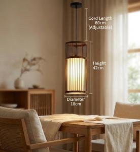 Lámpara Colgante de Bambú Japonesa Wabi Sabi Premium, Lámpara de Techo Minimalista de Madera, Iluminación Zen Japandi para Comedor - Product Image 2