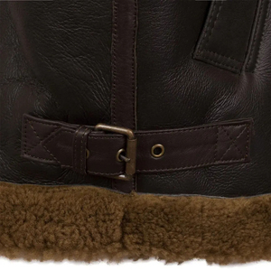 Chaqueta de Aviador Unisex Marrón 100% Algodón con Capucha, Cuello Alto, Forro de Piel de Oveja, Transpirable, con Cierre, Corte Regular, Invierno, Servicio OEM - Product Image 5