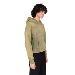 Sweat à capuche surdimensionné en coton 100% de haute qualité, délavé à l'acide, avec logo personnalisé, style vintage, en molleton français, thermique pour l'hiver - Product Image 2