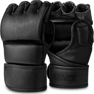 Gants de MMA en cuir marron sans doigts pour les sports de plein air, soutien pour le taekwondo, la boxe, le muay thaï, le karaté, le sparring - Product Image 5