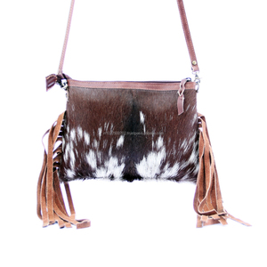 Vente chaude sacs à main en bandoulière fabriqués à la main en cuir véritable pour femmes sac de messager Western Fringe Logo personnalisé en cuir de vachette - Product Image 4