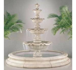 Fuente de Jardín Exterior de Piedra de Mármol Moderna de Diseño Elegante y Alta Demanda, Cascada LED Duradera de 5 Pies con Acabado Mate Marrón Personalizado - Product Image 2