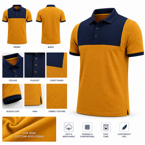 Polo classique personnalisé avec logo brodé, col contrastant, tissu jersey tricoté, pour uniforme, vente en gros sous marque privée - Product Image 5