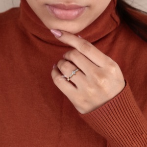 Princess Cut Lab Grown Diamond Engagement <b>Ring</b> 14K Gold Cluster Minimalist Dainty Bridal Slim Promise <b>Ring</b> Anniversary Gift Her - Product Image 3