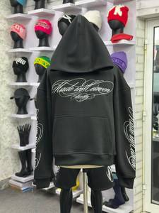 Sweat-shirt à capuche Made in Heaven pour homme, coupe oversize, noir, streetwear, en coton molletonné, pour l'automne, avec poche - Product Image 1