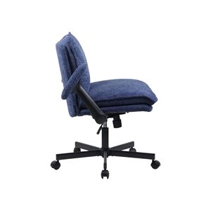 Sedia da Ufficio con Gambe Incrociate e Ruote, Sedia da Scrivania Imbottita con Braccioli Ribaltabili e Seduta Larga per Uso Domestico - Product Image 6