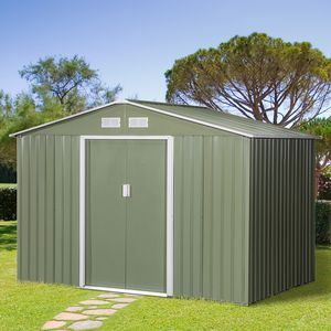 Abri de jardin extérieur 9 x 6 avec fondation, 4 aérations et 2 portes coulissantes faciles à ouvrir pour cour, patio, garage, ou remise à outils - Product Image 2