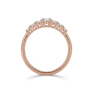 Anillo de Aniversario de Siete Piedras con Corte Redondo, E VS1, 0.53CT, Anillo de Boda de Oro Blanco de 10K, Anillo Apilable con Diamantes Cultivados en Laboratorio, Anillo Graduado - Product Image 4