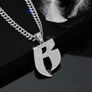 Colgante de Hip Hop con Letra B de Plata 925 y Chapado en Oro de 18K con Moissanita, Joyería Unisex para Uso Diario - Product Image 5
