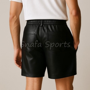 กางเกงขาสั้นหนังผู้ชายขายส่งน้ำหนักเบา สวมใส่สบาย มีเชือกผูก กางเกงขาสั้นหนังผู้ชายขายดีสำหรับฤดูร้อน - Product Image 2