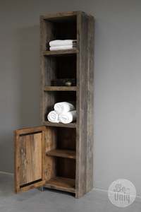 <b>Rustic</b> Solid Wood Storage <b>Cabinet</b> With 3 Shelves And 1 Door Flat Panel Antique Living Room Furniture - Product Image 4