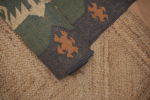 Handloom Kilim <b>Runner</b> Rug Forest Olive Green Geometric Pattern Wool Latex Eco Friendly Hallway <b>Runner</b> Floor <b>Carpet</b> for Living - Product Image 3