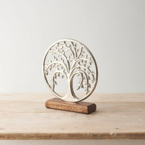 Modern Luxury Gold <b>Tree</b> of Life Sculpture with Wooden Base Metal Art Showpiece for Home Living Room Table Decor - Product Image 3